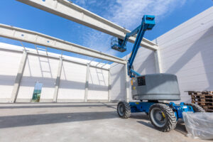 warehouse being painted during construction
