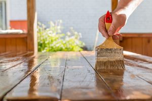 staining wood outside